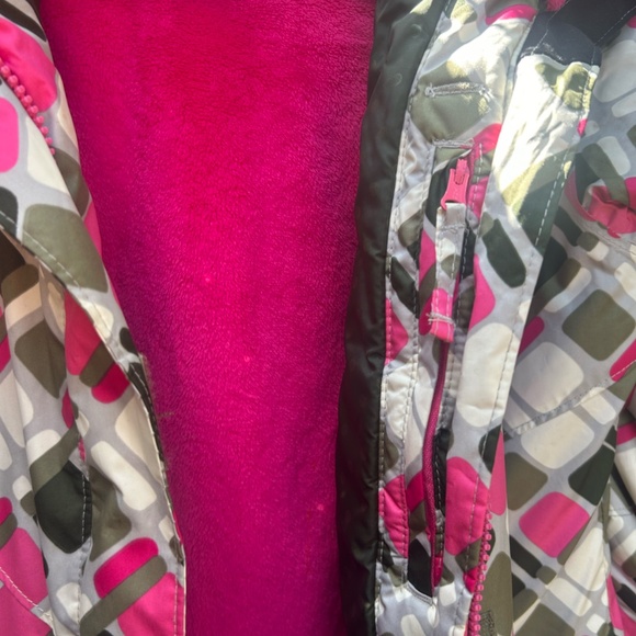 Girls Columbia Hooded Winter Coat - Size 14/16 - Pink/Gray/Olive - Picture 5 of 12